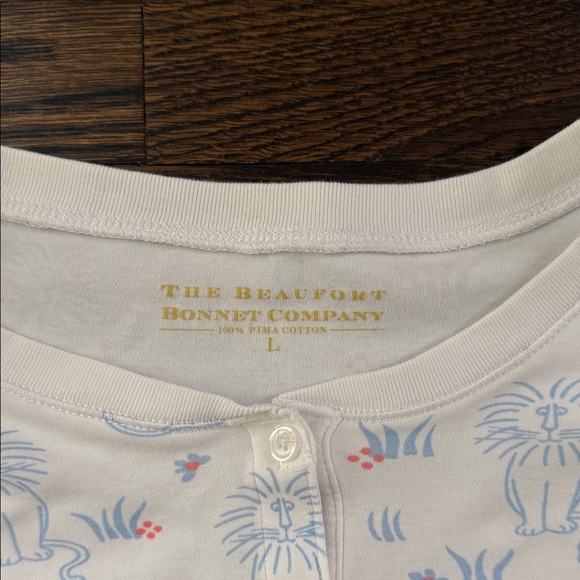 The Beaufort Bonnet Company White Pajama Set with Blue and Pink Accents - Picture 2 of 2